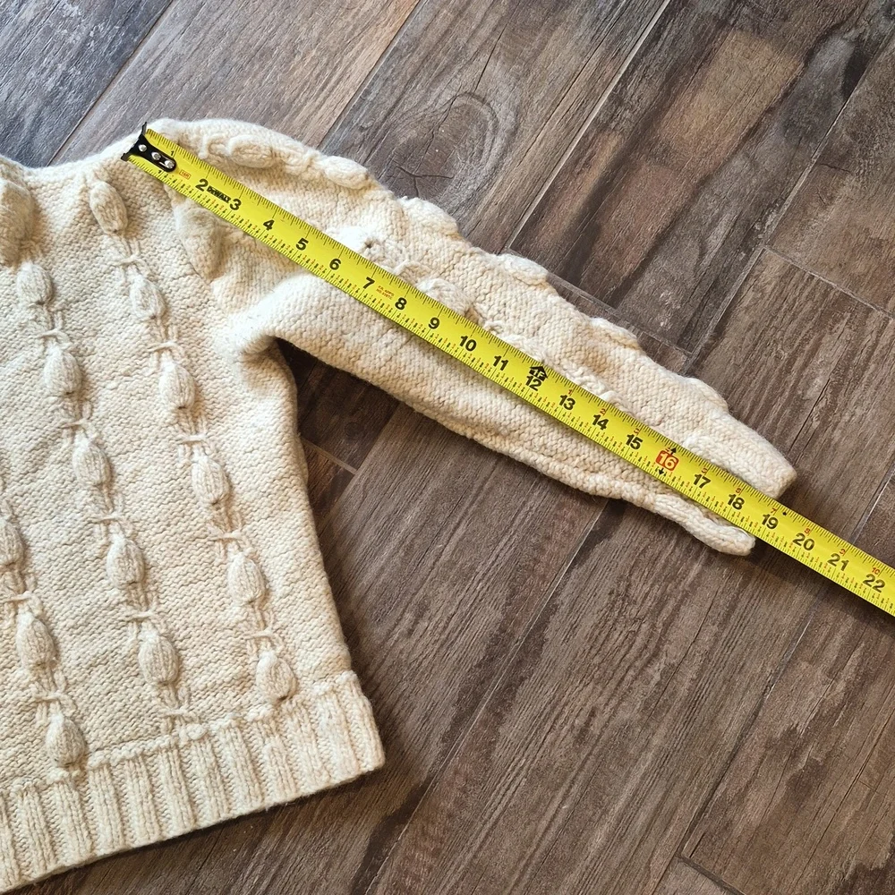 Vtg Neiman Marcus 100% Wool 3/4 Puff Sleeve Knit Sweater, XS - Picture 5 of 16